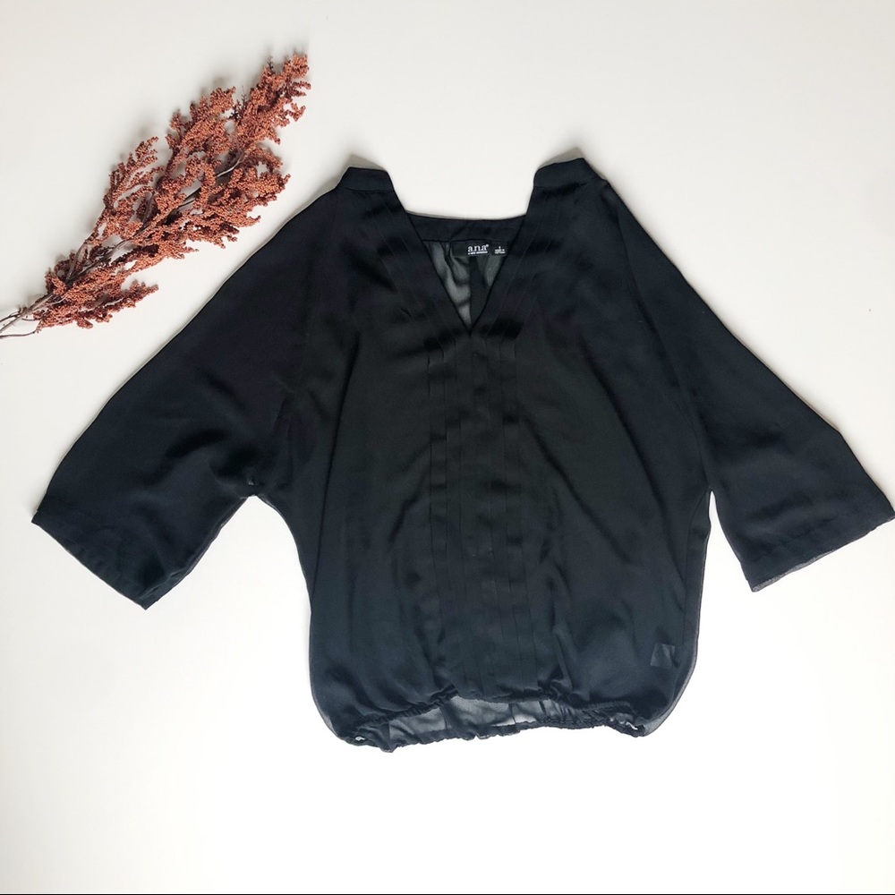 A.N.A black sheer blouse
